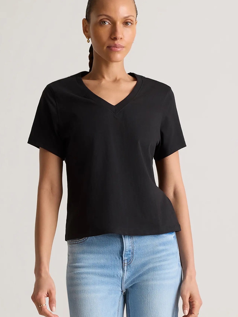 NWT Quince 100% cotton v neck boxy tee black extra large